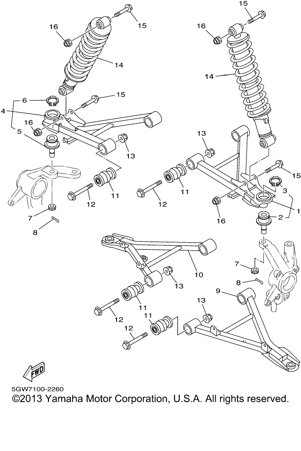 Схема узла Передняяsuspension Wheel