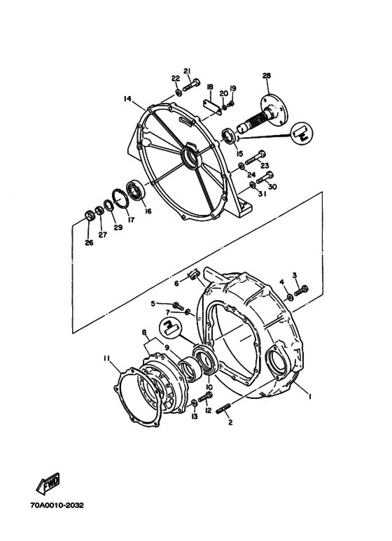 Схема узла Кожух Маховика Для Yamaha D180 Vo. Aq280