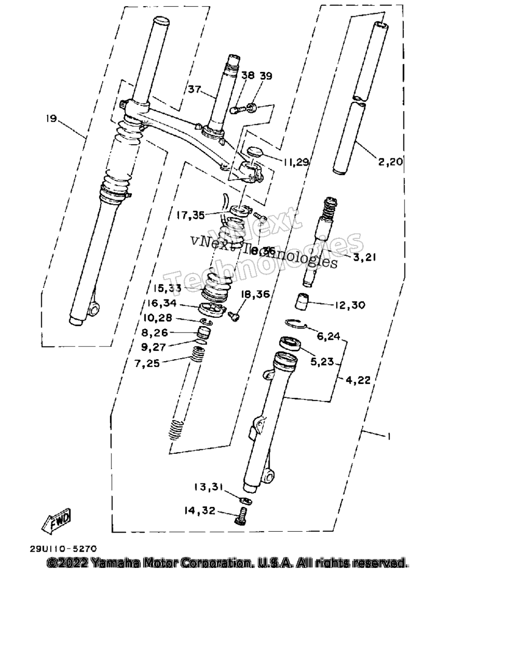 Схема узла Передняя Вилка