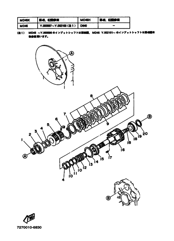 Схема узла Входной Вал (Hm1) Для Yamaha Md45
