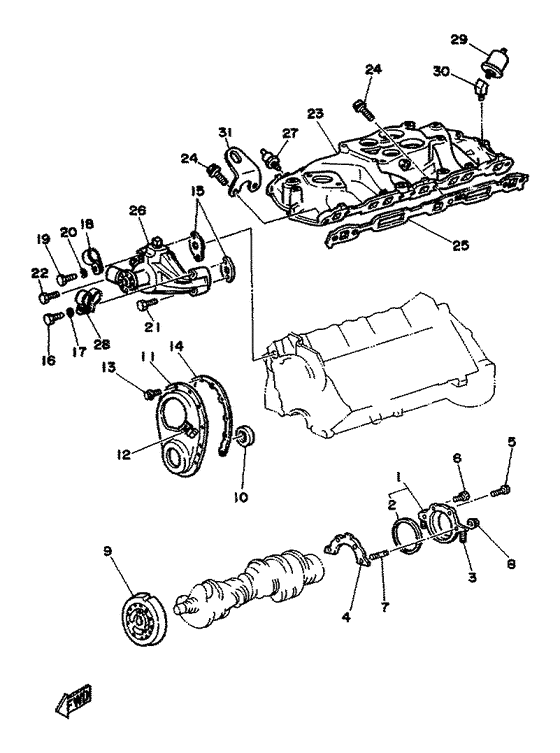 Схема узла Intake Manifold. Front Cover Для Yamaha V8 5.7