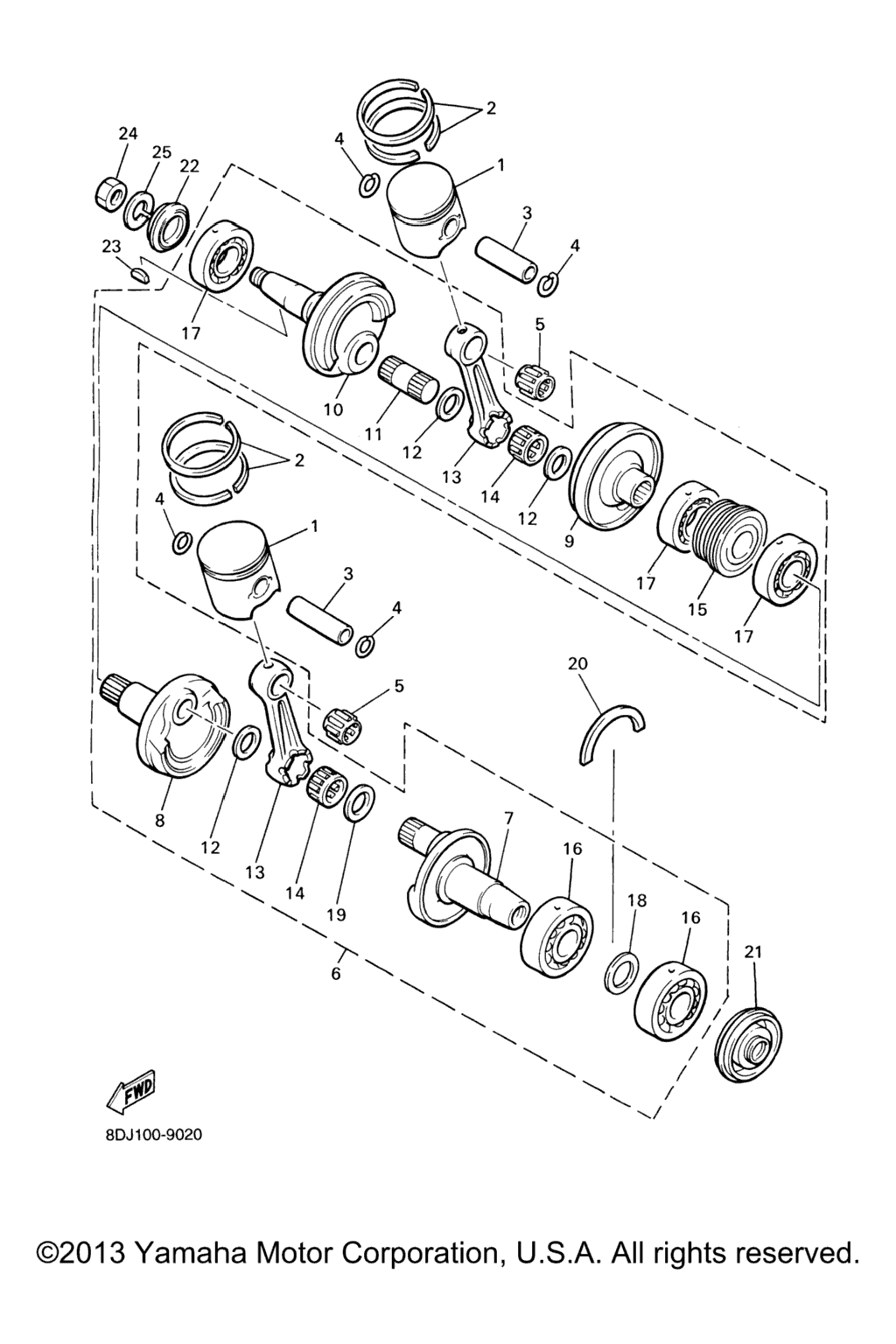 Схема узла Crankshaft. Piston