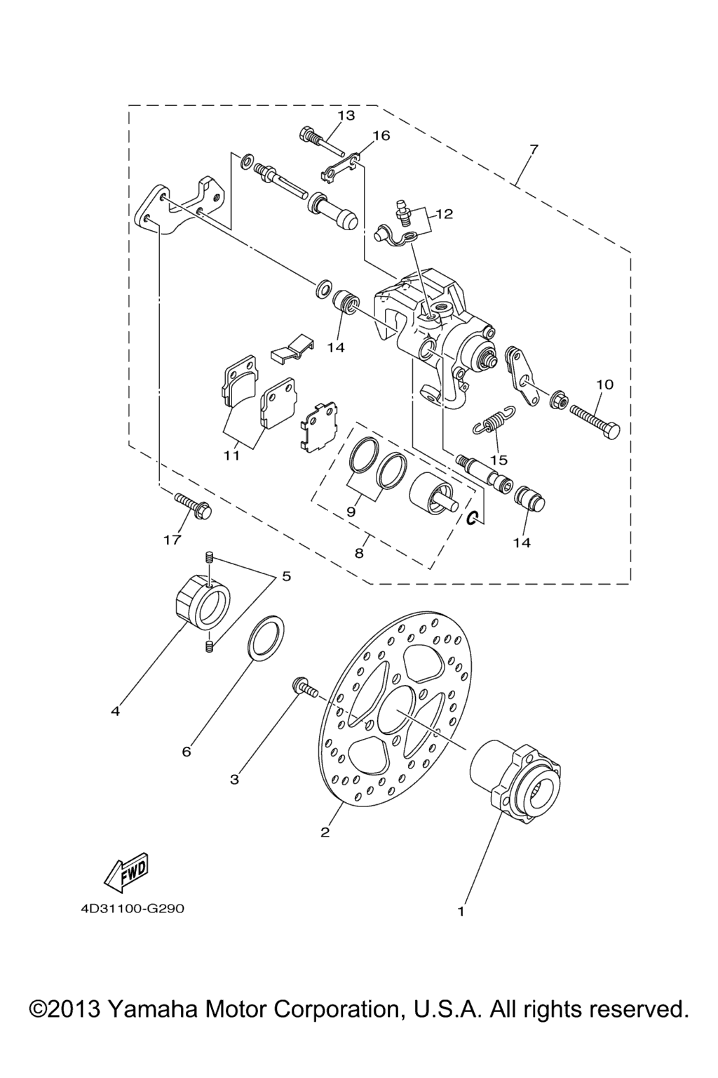 Схема узла Задний Тормозной Суппорт