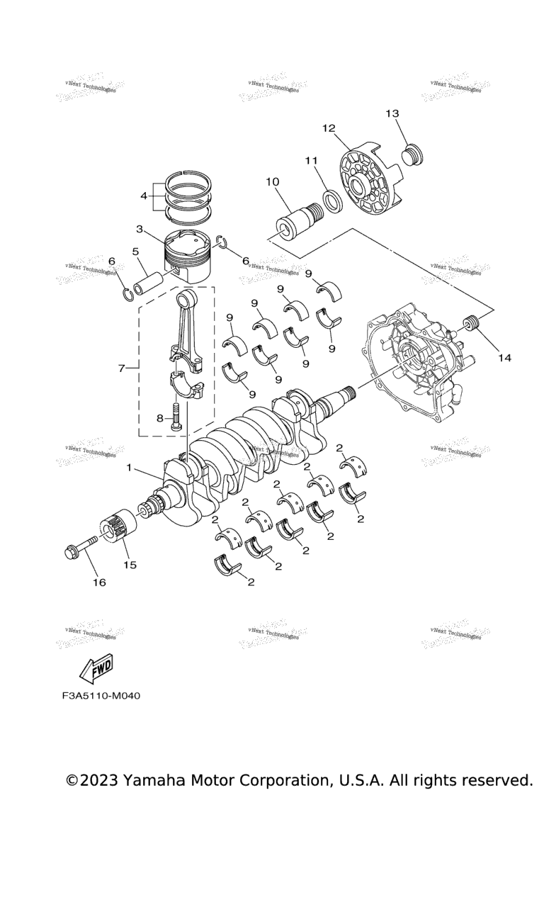 Схема узла Коленчатые Валы И Поршни