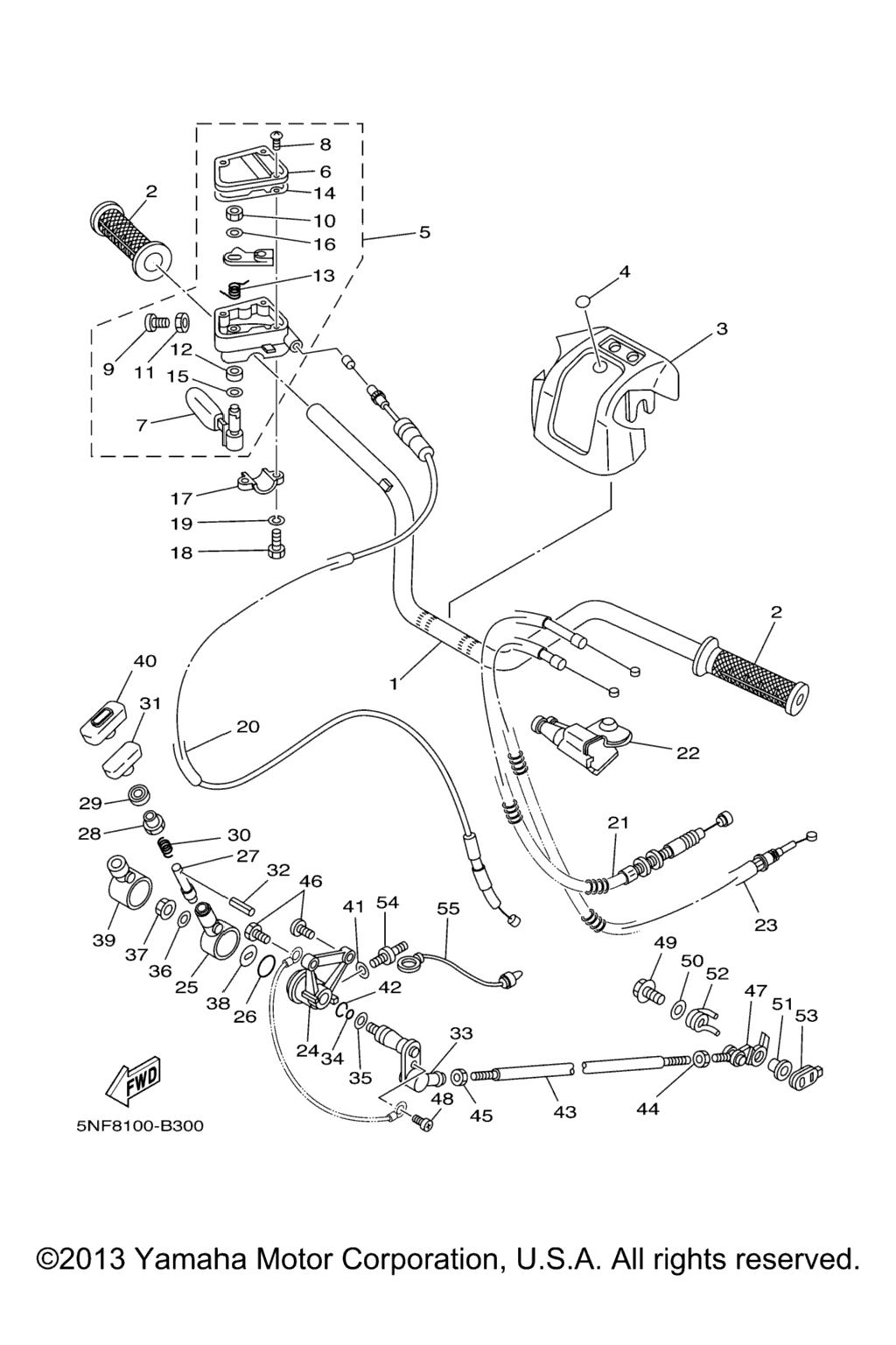 Схема узла Steering Handle. Cable