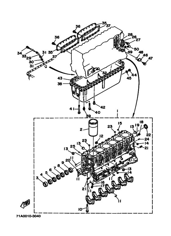 Схема узла Block Cylinder Для Yamaha Md880K