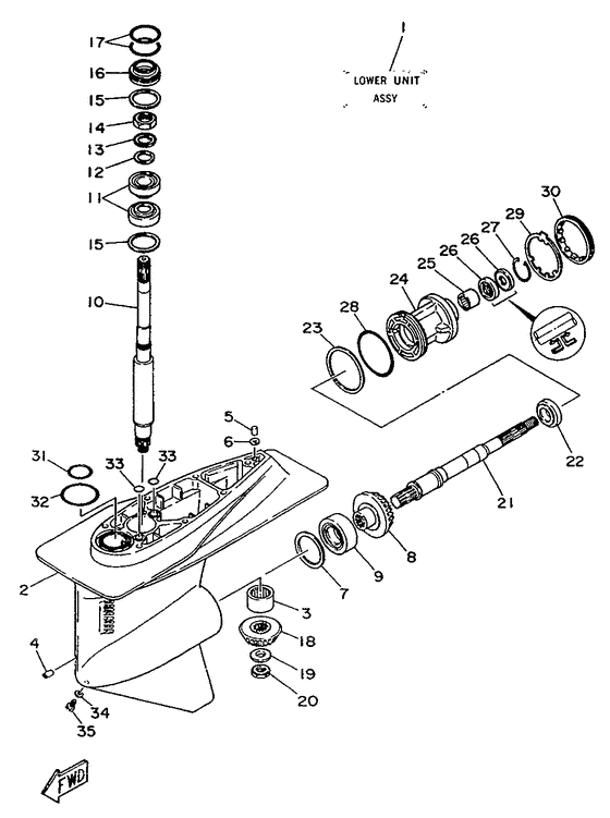 Схема узла Lower Casing Drive 1 Для Yamaha Me370/420 (Int)