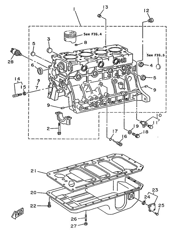 Схема узла Cylinder Block Для Yamaha Me370Sti