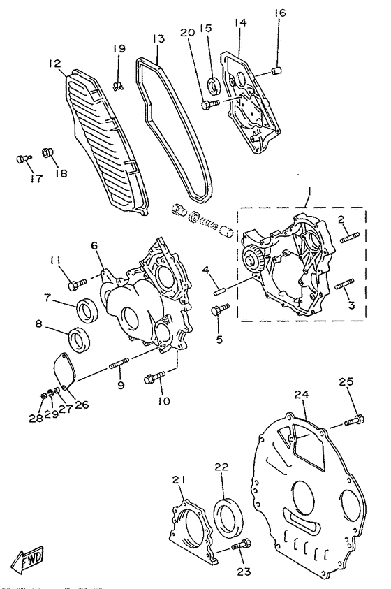 Схема узла Timing Gear Cover.rear End Pla Для Yamaha Me420Sti