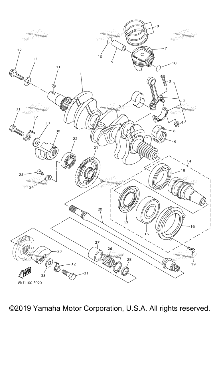 Схема узла Коленчатые Валы И Поршни