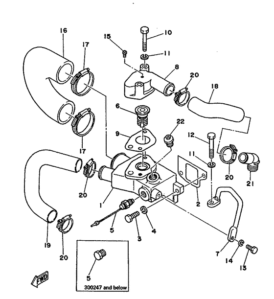 Схема узла Thermostat Housing Для Yamaha L4