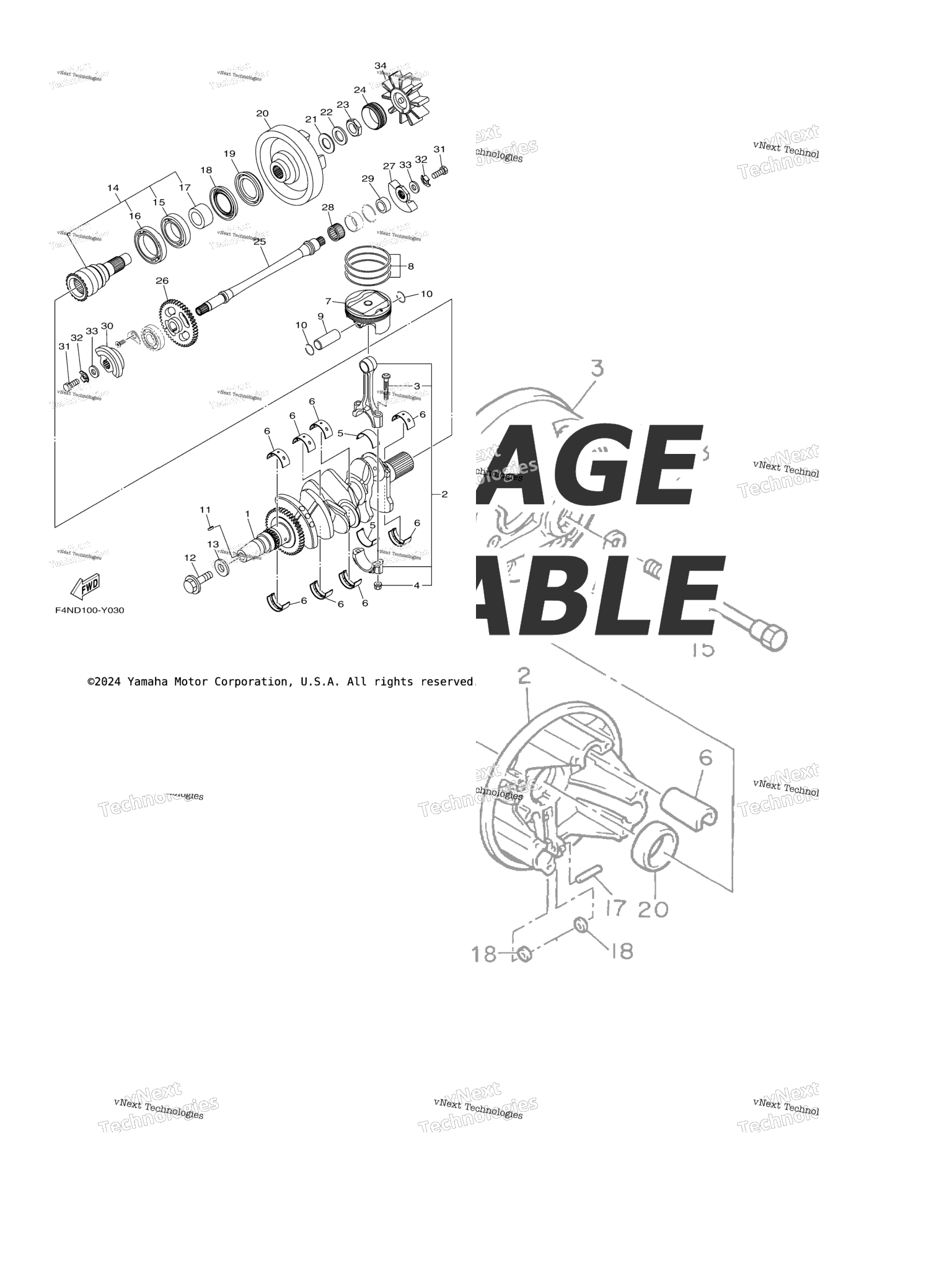 Схема узла Коленчатые Валы И Поршни
