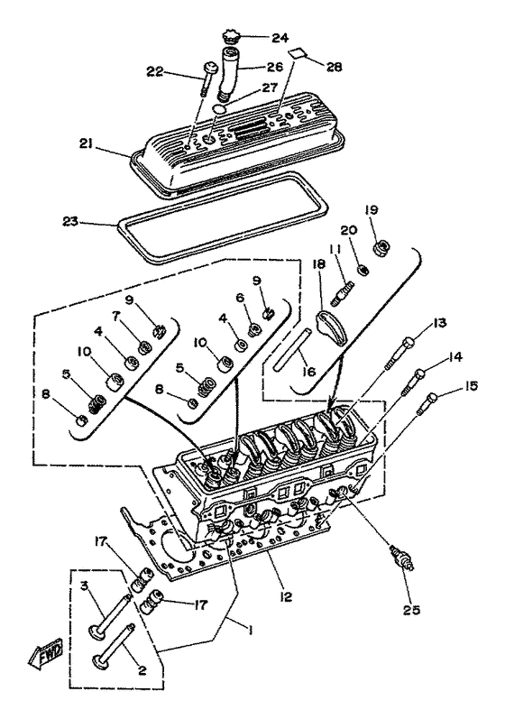 Схема узла Головка Цилиндра & Клапана Для Yamaha V8 5.8