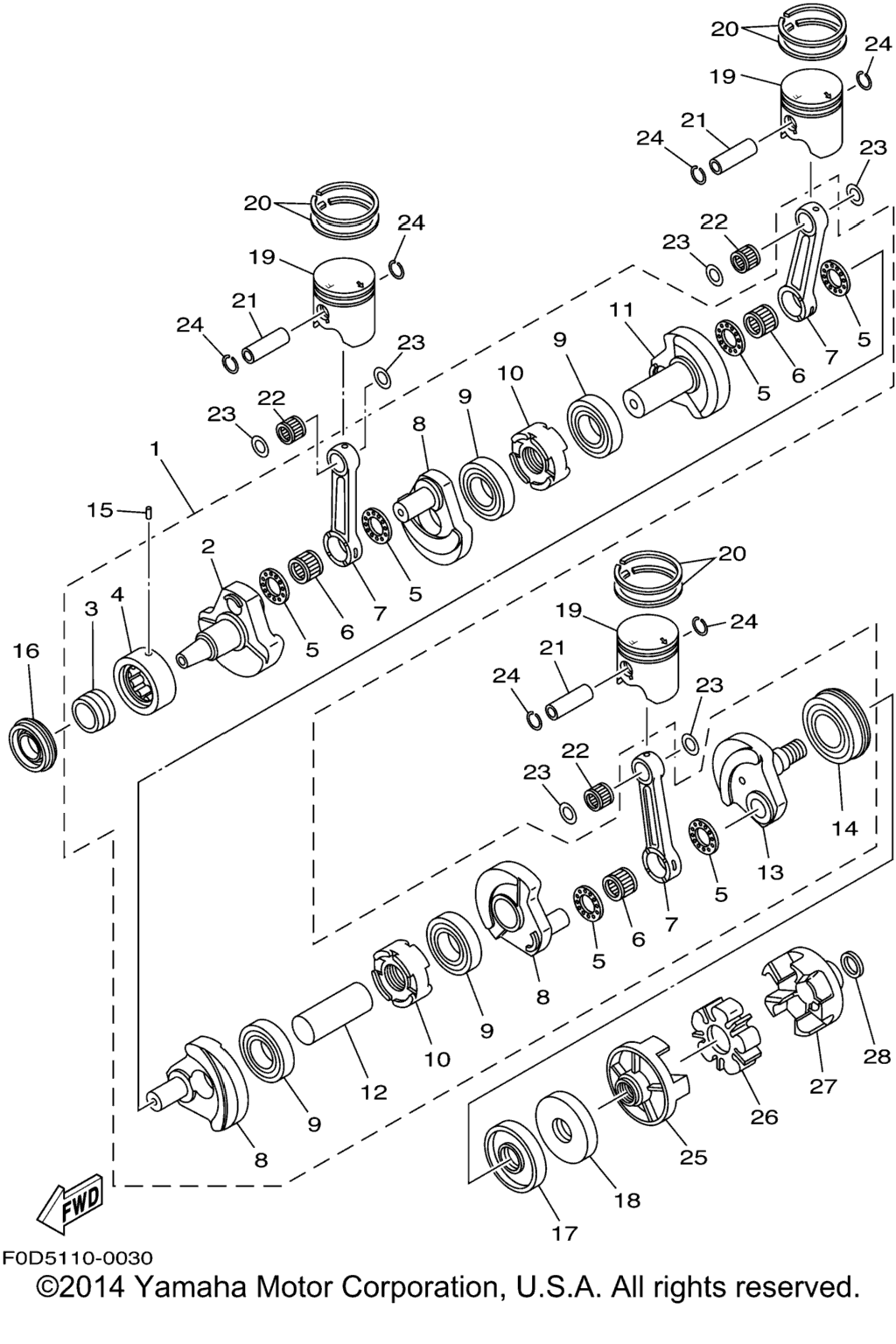 Схема узла Crankshaft. Piston