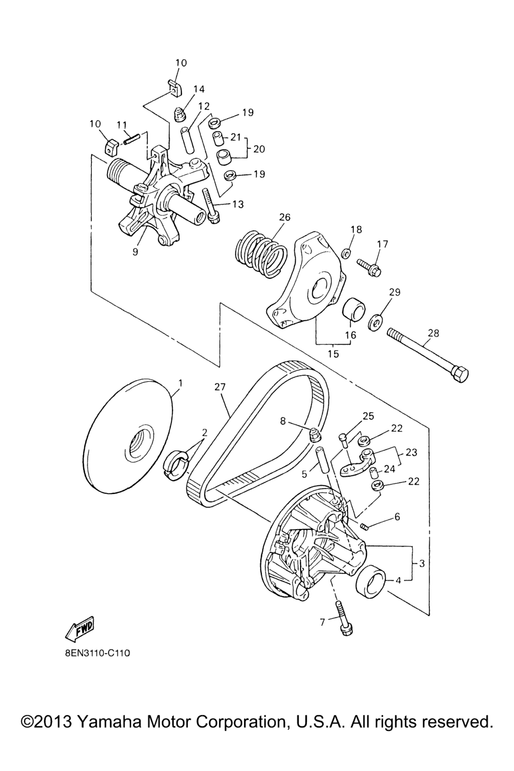 Схема узла Первичный Шкив