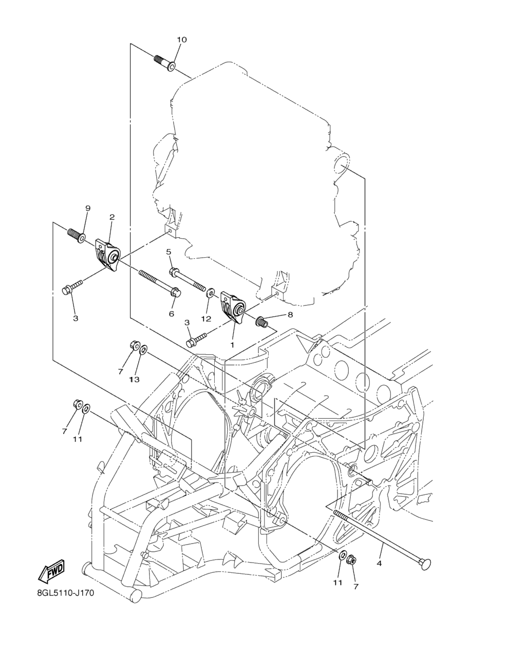 Схема узла Крепление Двигателя