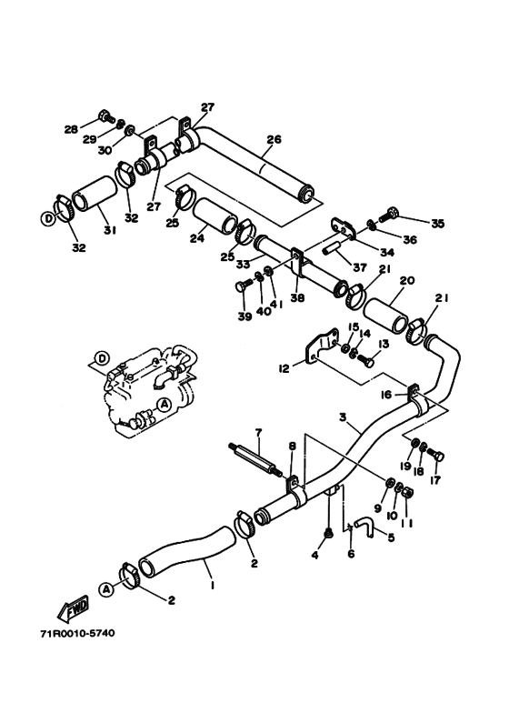 Схема узла ｸｰﾘﾝｸﾞﾊﾟｲﾌﾟ 3 (D620T) Для Yamaha D620T