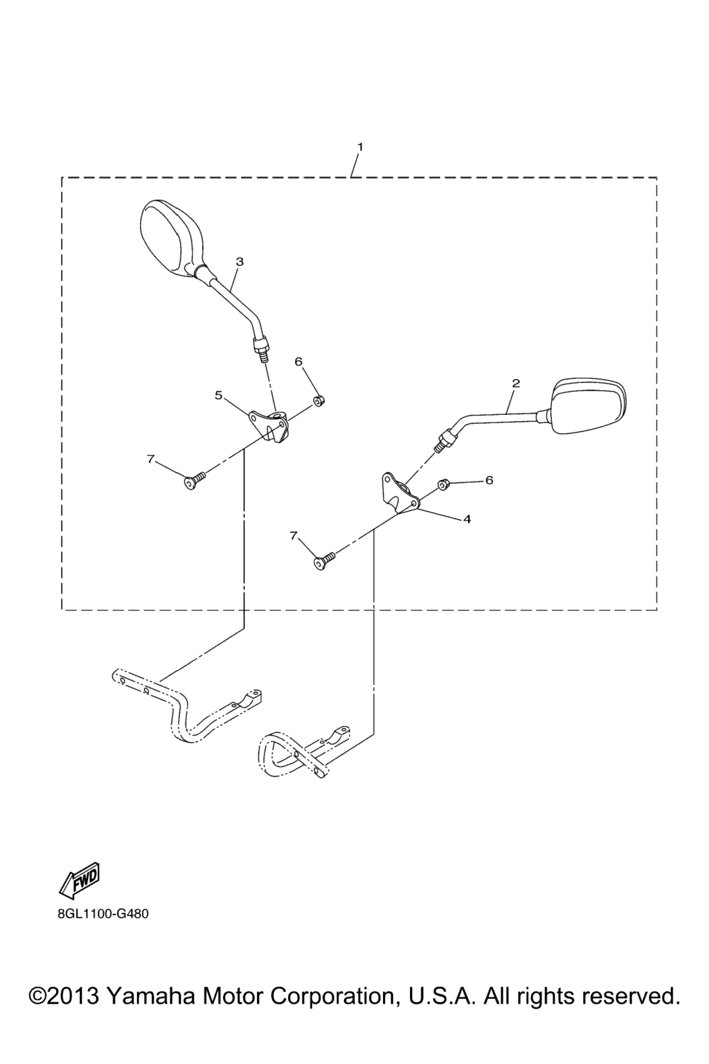 Схема узла Запасное Заднее Зеркало