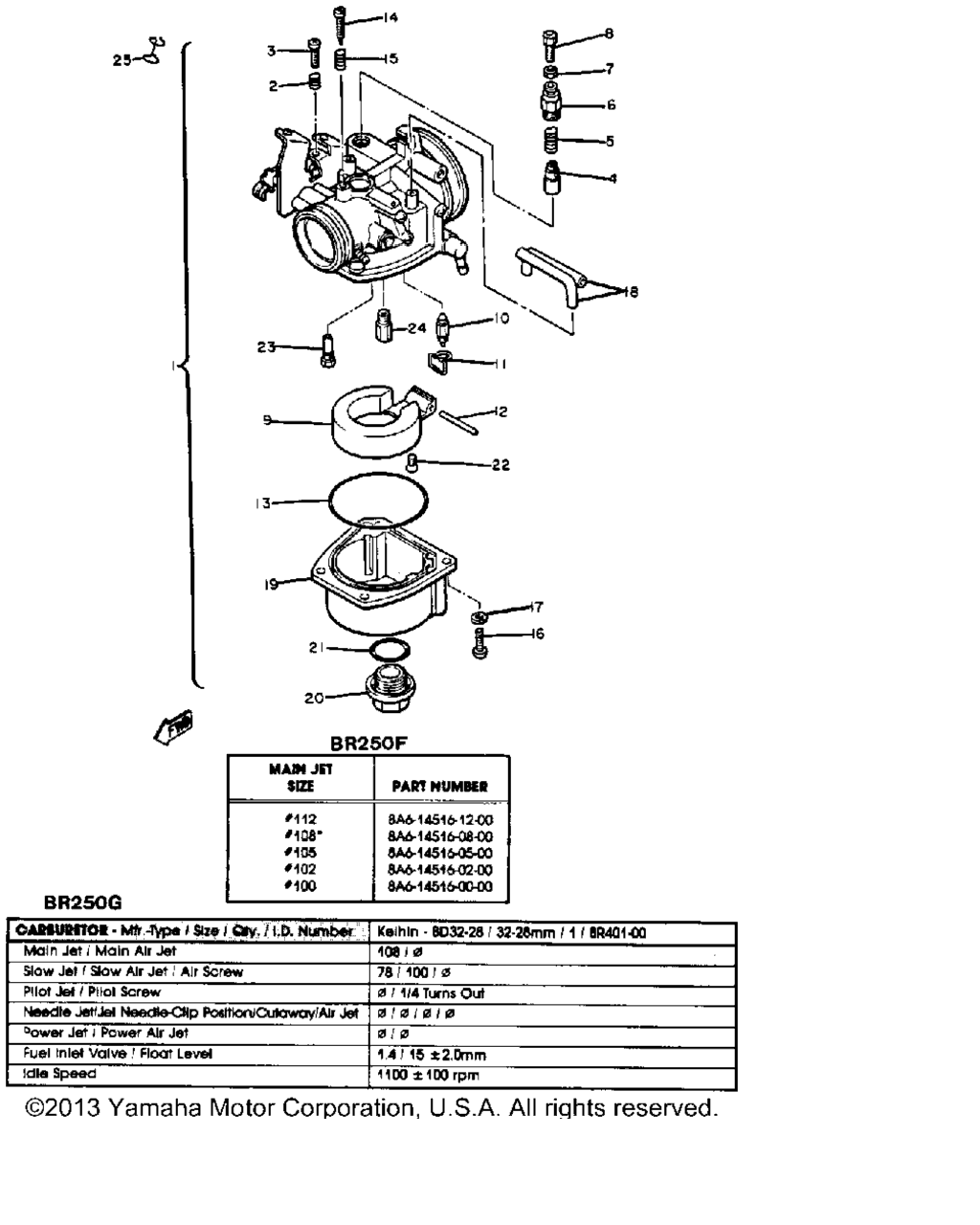 Схема узла Карбюраторы Br250F - G