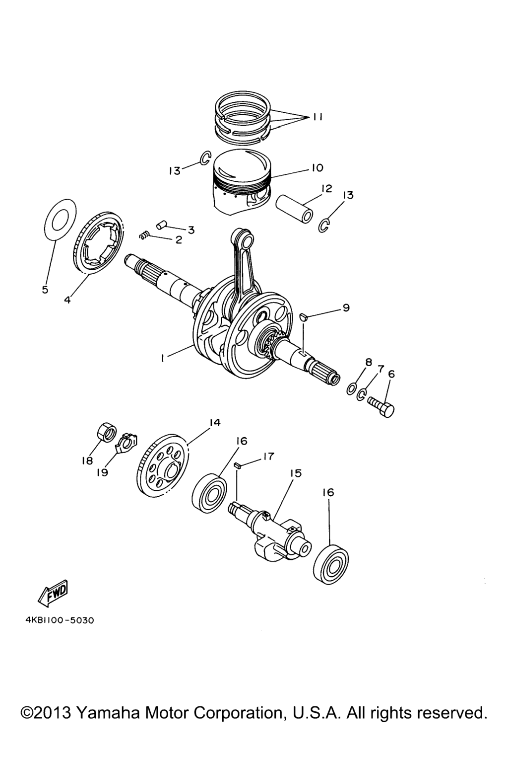 Схема узла Crankshaft. Piston