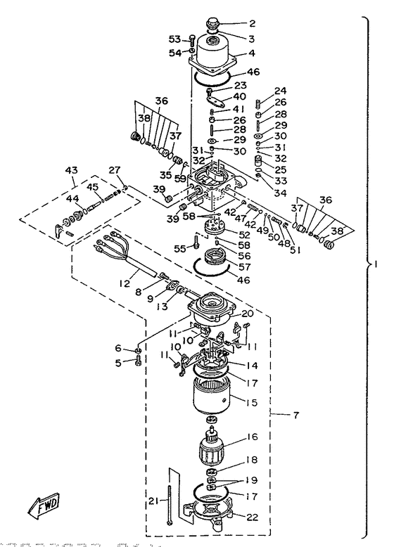 Схема узла Power Tilt Body Assy Для Yamaha Me370/420 (Int)