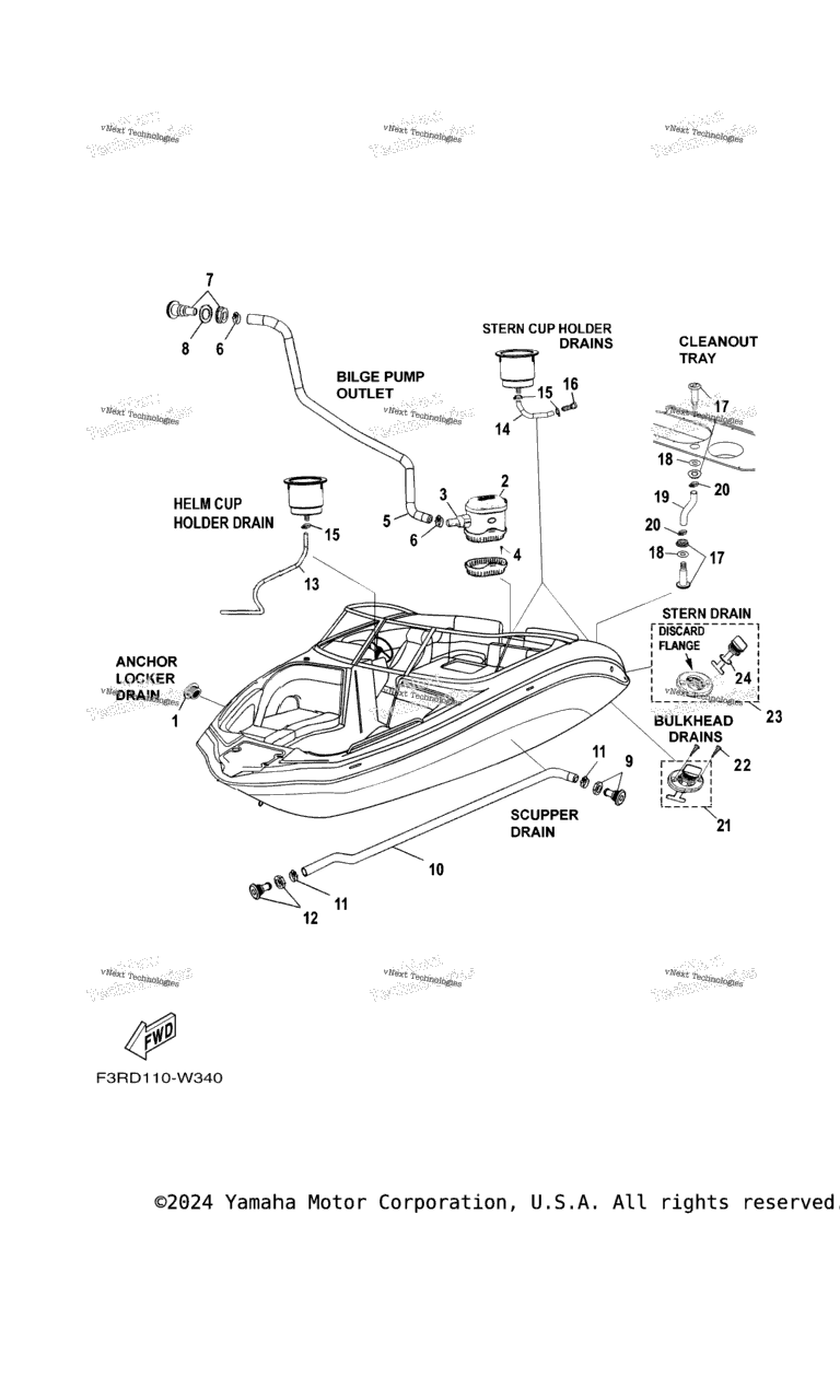Схема узла Дренажные Fitting\'и Для Палубы