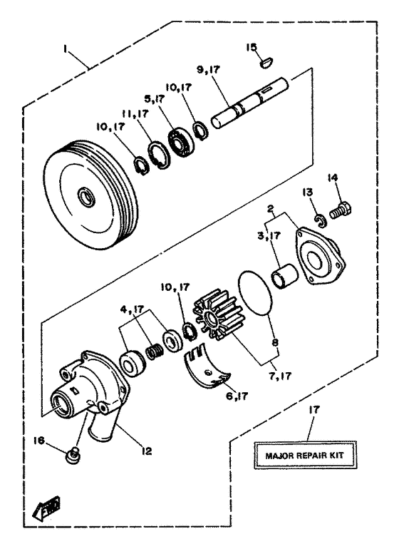 Схема узла Raw Water Pump Assy Для Yamaha V8 5.0 Yems