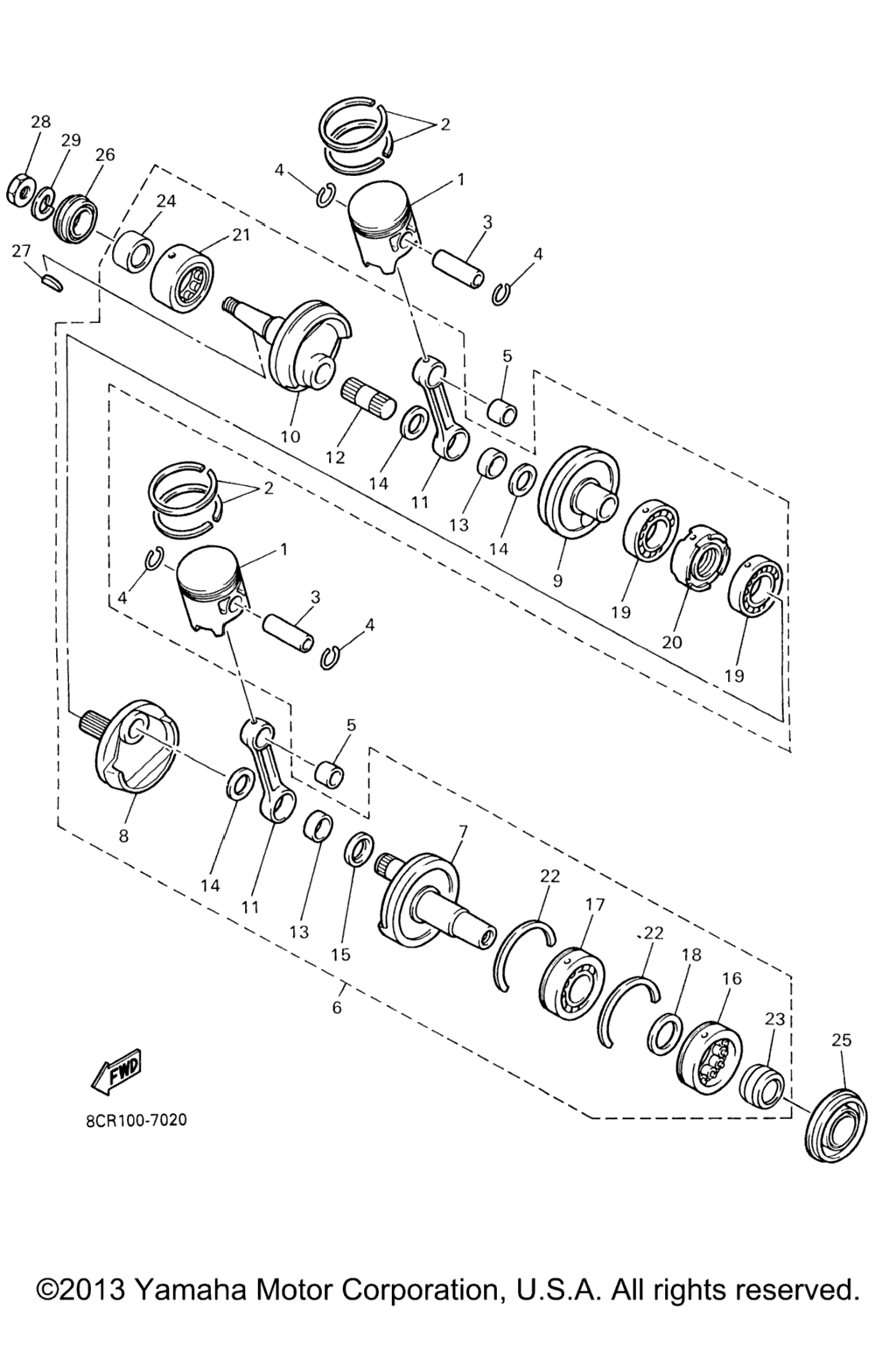 Схема узла Crankshaft. Piston