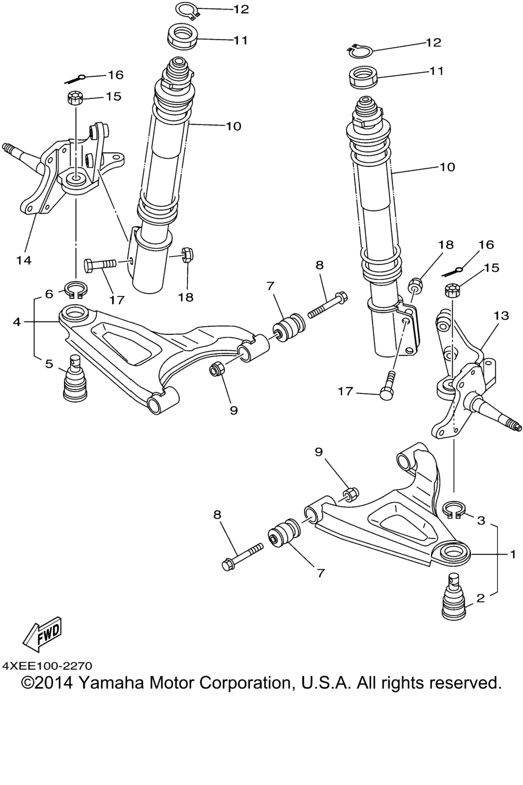 Схема узла Передняяsuspension Wheel