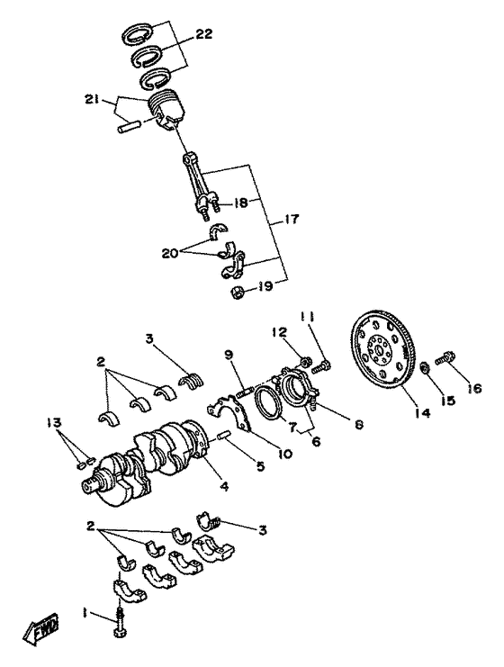 Схема узла Crank. Piston Для Yamaha V6 4.3 Yems