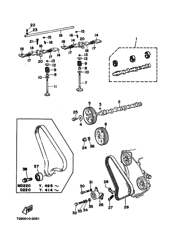 Схема узла ｶﾑｼﾔﾌﾄ. ﾊﾞﾙﾌﾞ. ﾀｲﾐﾝｸﾞﾍﾞﾙﾄ Для Yamaha D220 Vo. Aq280