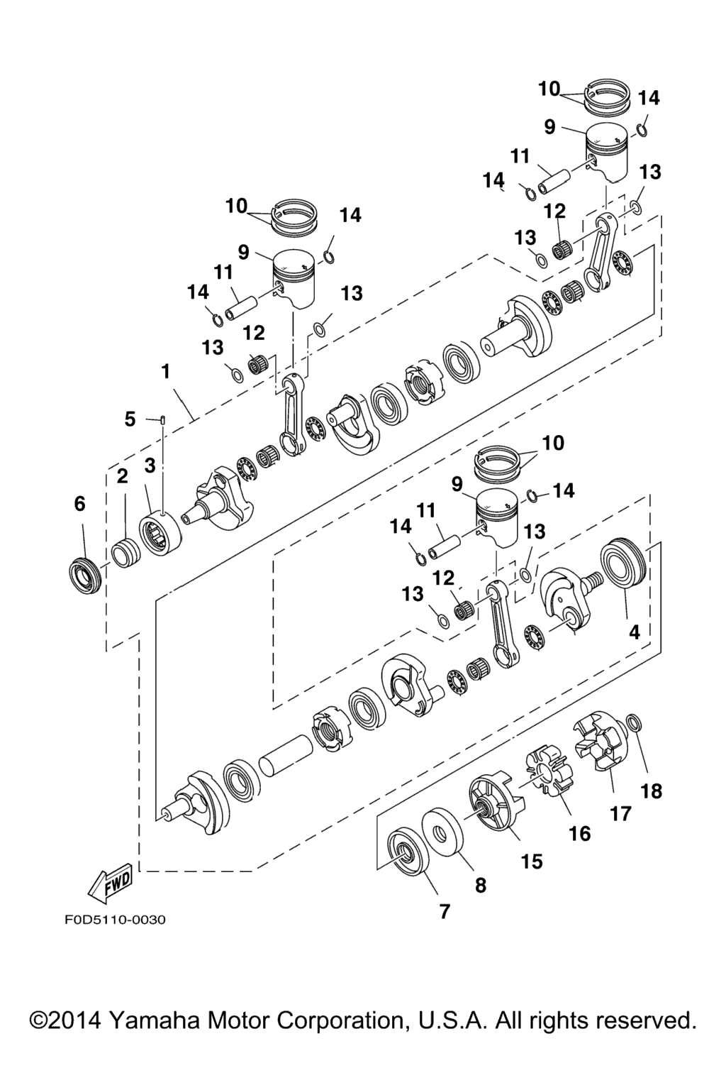 Схема узла Crankshaft. Piston
