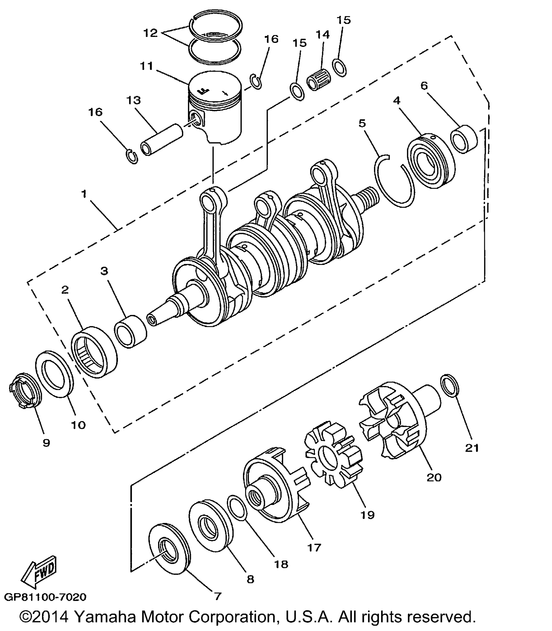 Схема узла Коленчатый Вал Поршень