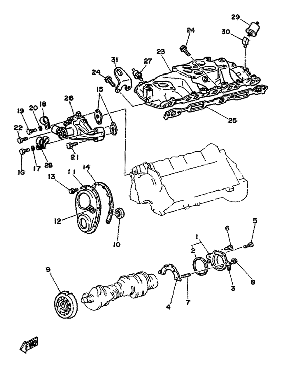 Схема узла Intake Manifold. Front Cover Для Yamaha V8 5.8