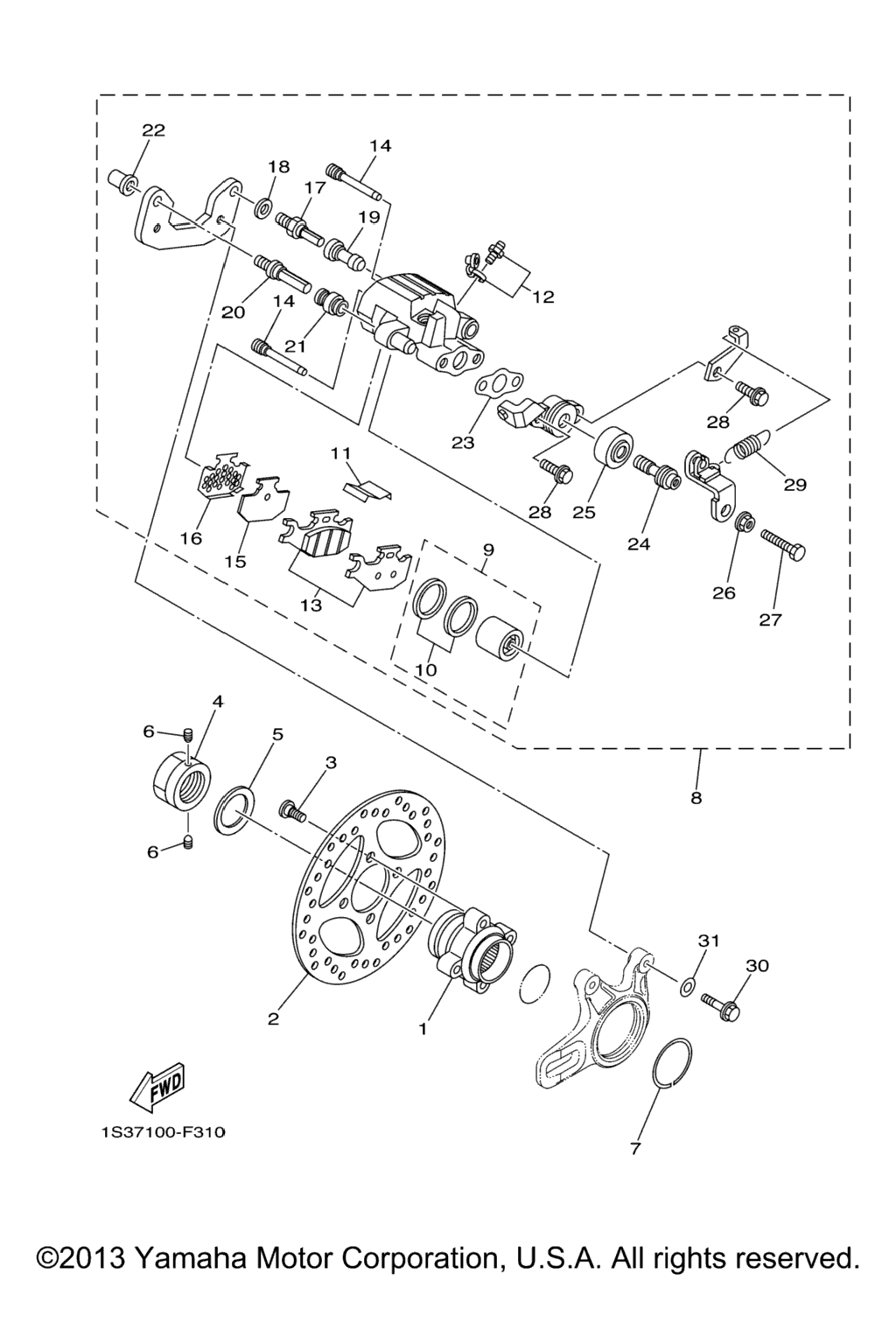Схема узла Задний Тормозной Суппорт