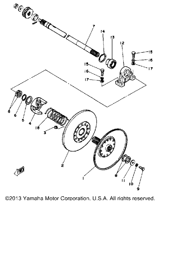 Схема узла Вторичный Шкив Ec540C - D